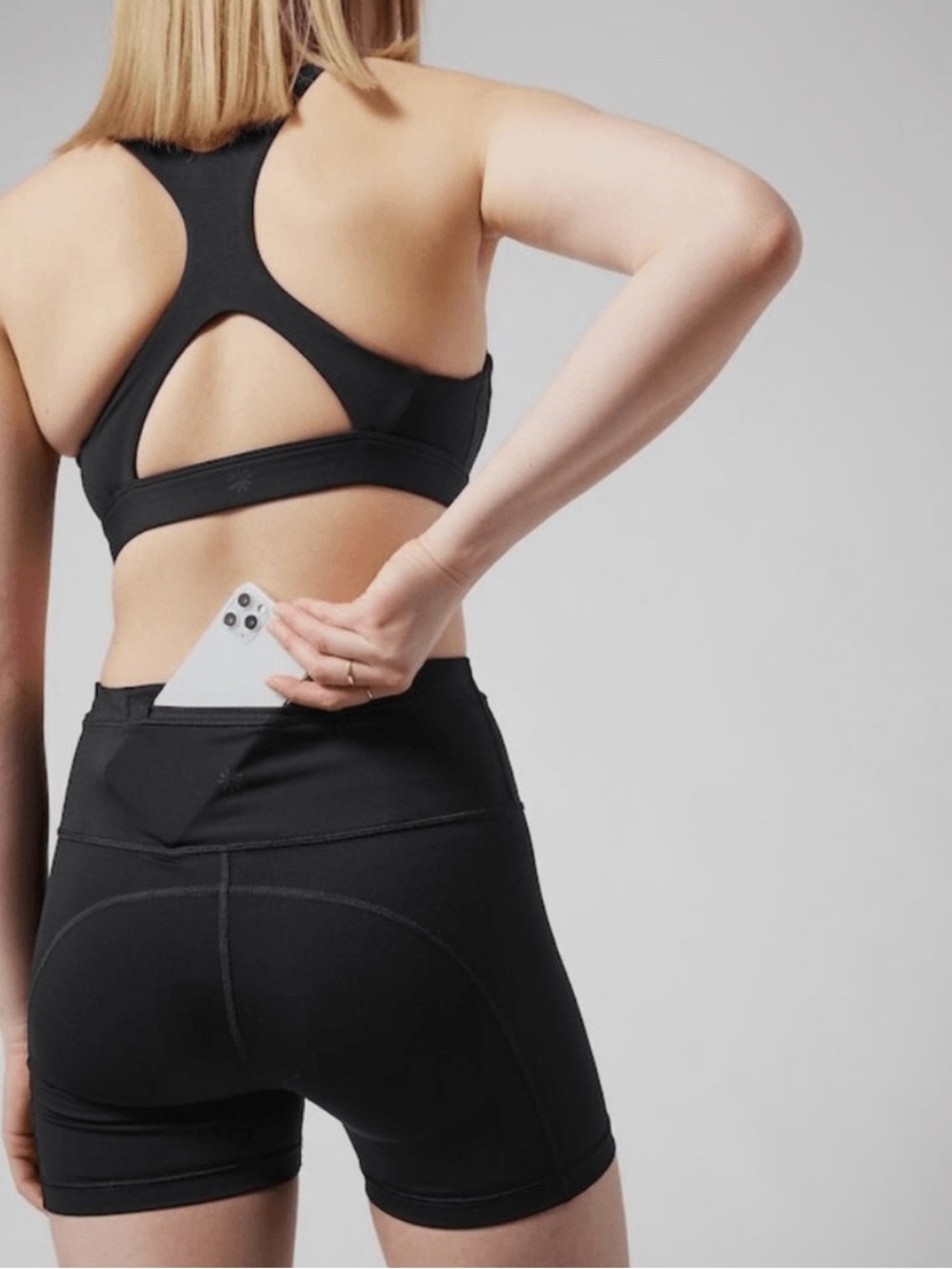 Athleta Black Racerback Sports Bra with Cutout Detail